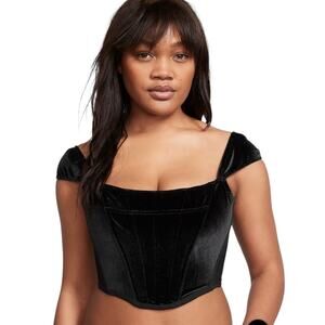 Victoria Secret Dream Angels Black Velvet Corset Top M Coquette Y2K Whimsygoth
